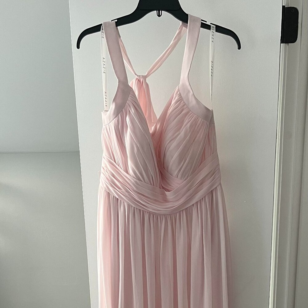 Azazie Veronica A-Line Dress Blushing Pink Size 16 NWT
